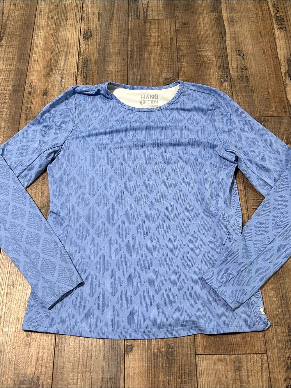 Hang Ten Rash Guard Womens Small Blue Diamond Swimwear Beach UPF 50+ Protection